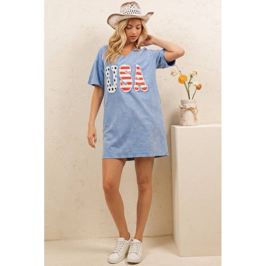 USA GRAPHIC PATCH DRESS