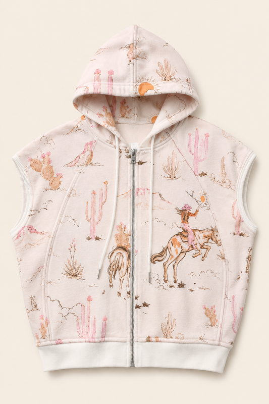 Sundown Cowgirl Terry Hoodie Vest