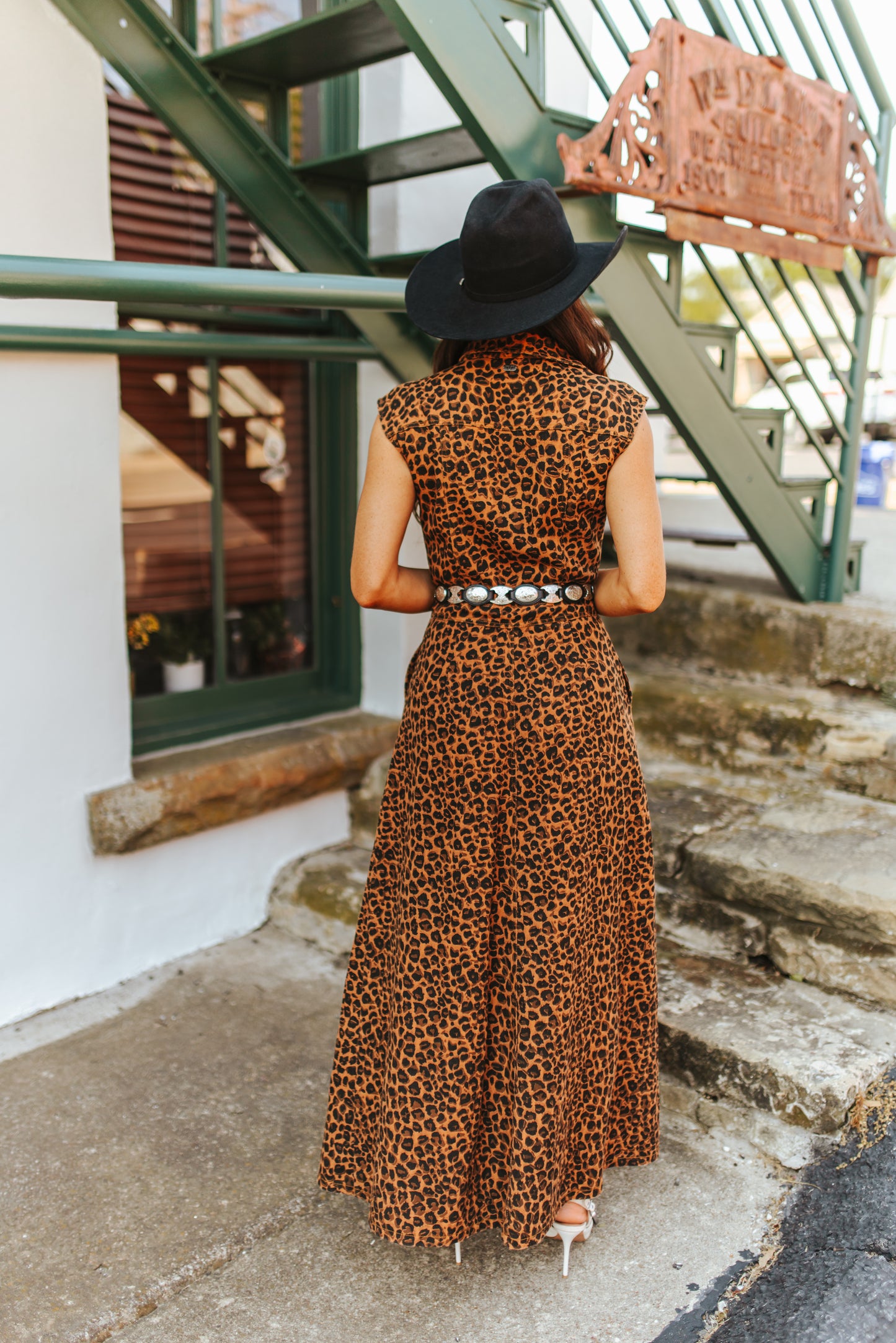 Breaking Hearts Leopard Denim Dress