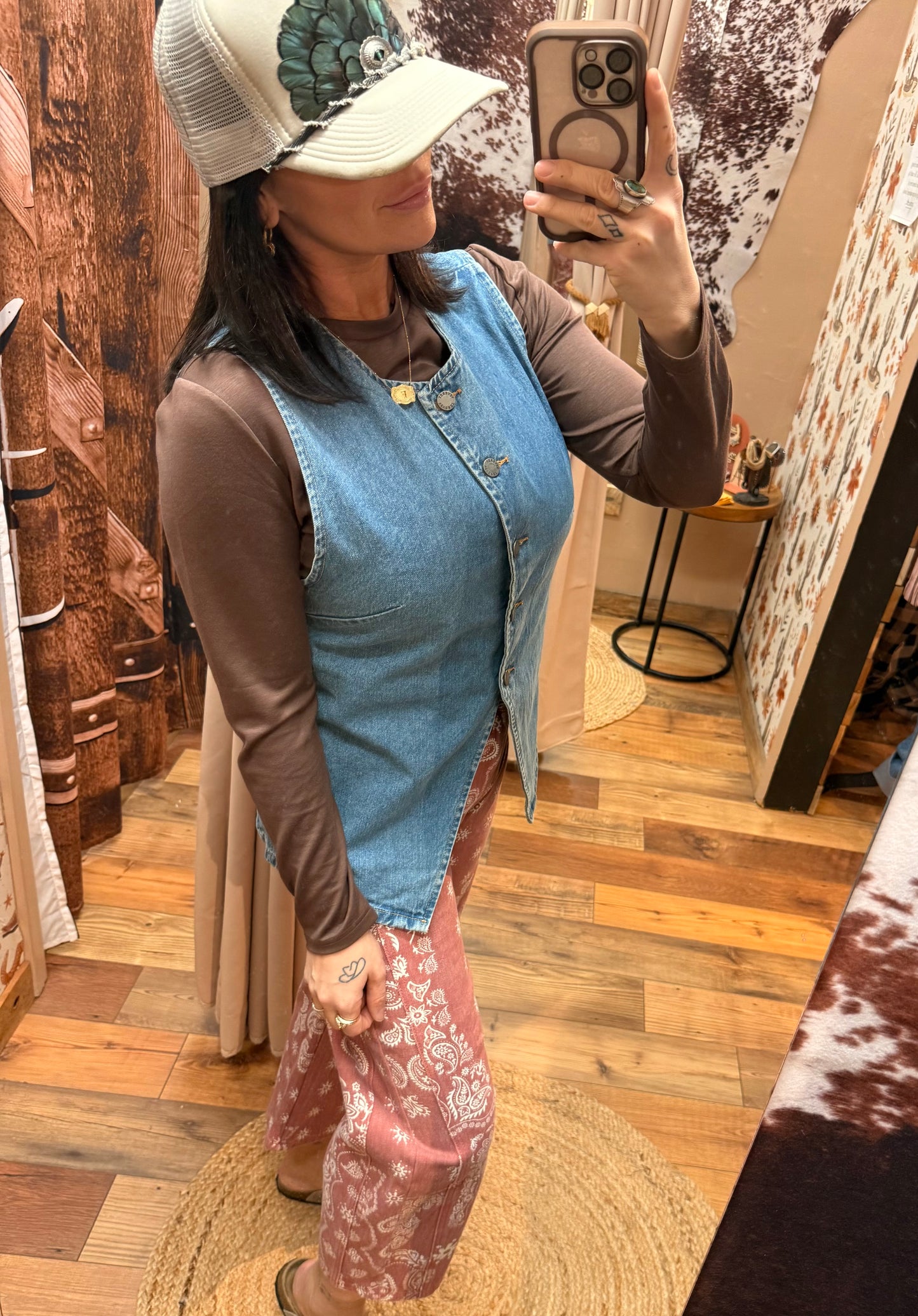Denim split vest