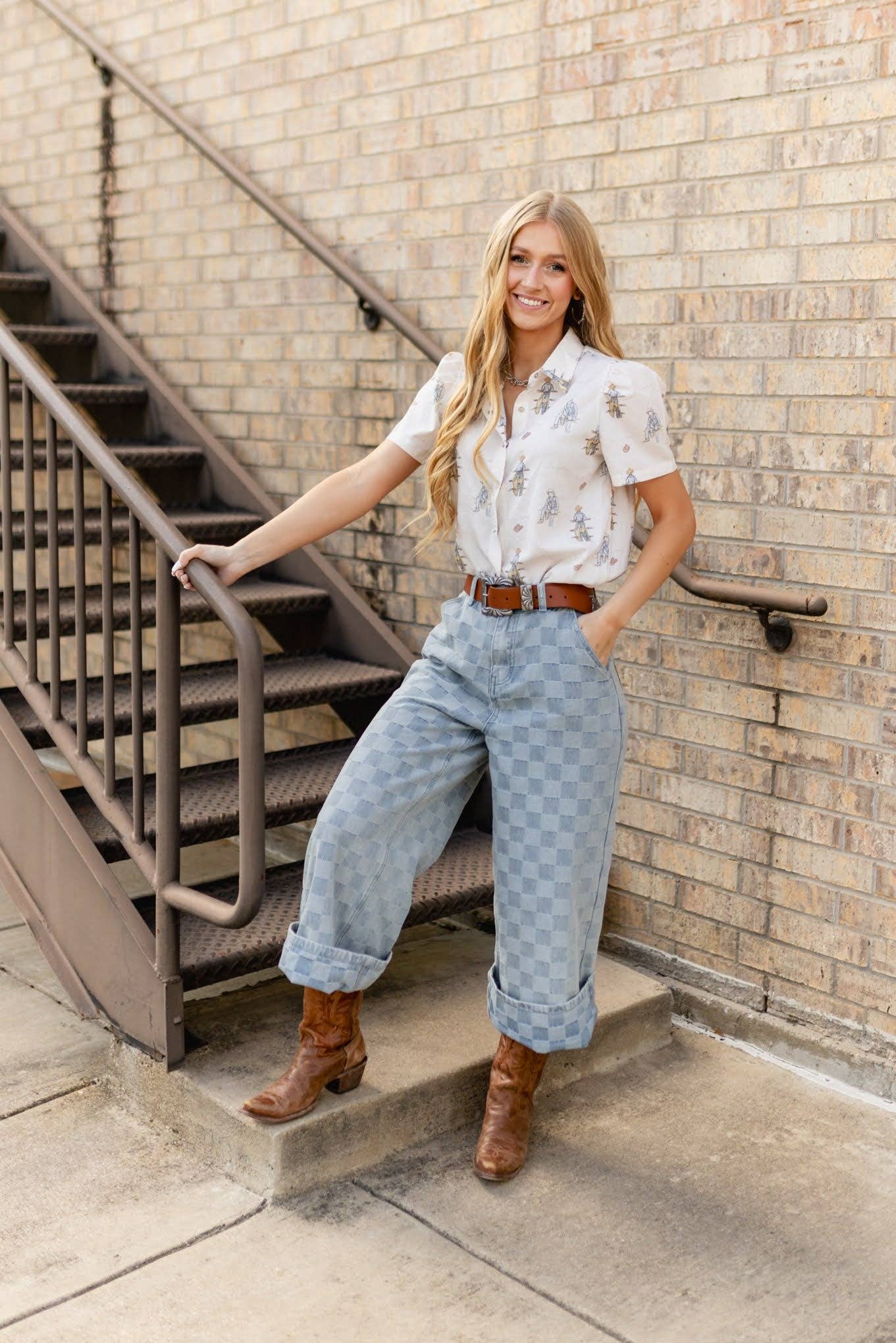 CHECKER CUFF DENIM