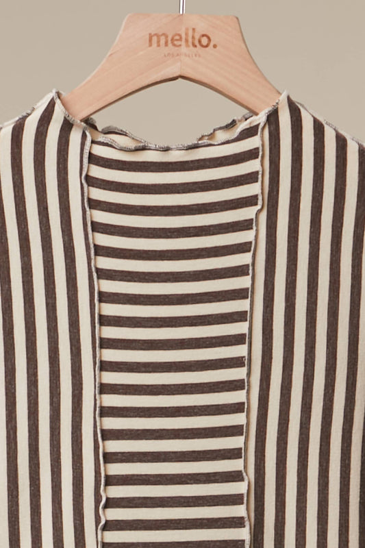 Asymmetrical Stripe Long Sleev Pullover