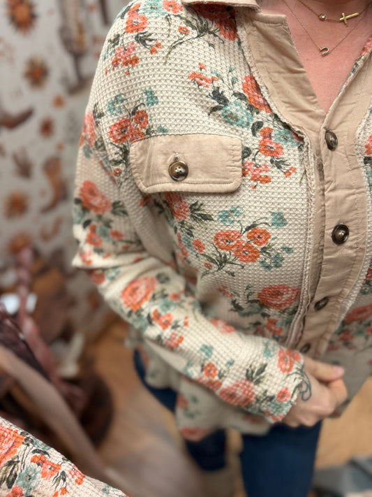 Floral Waffle Knit