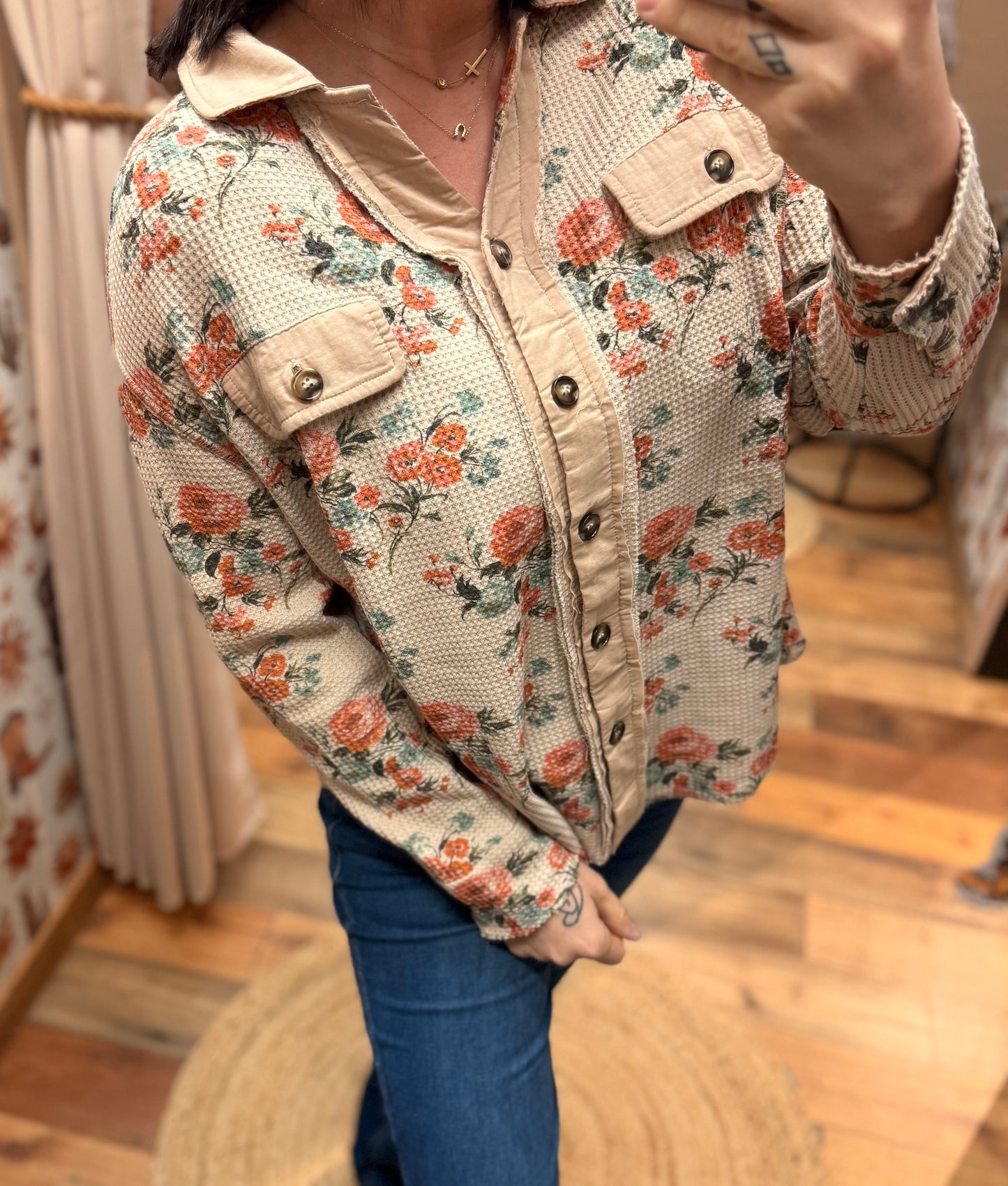 Floral Waffle Knit