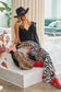 LEOPARD & ZEBRA MIX PRINT WIDE LEG PANTS