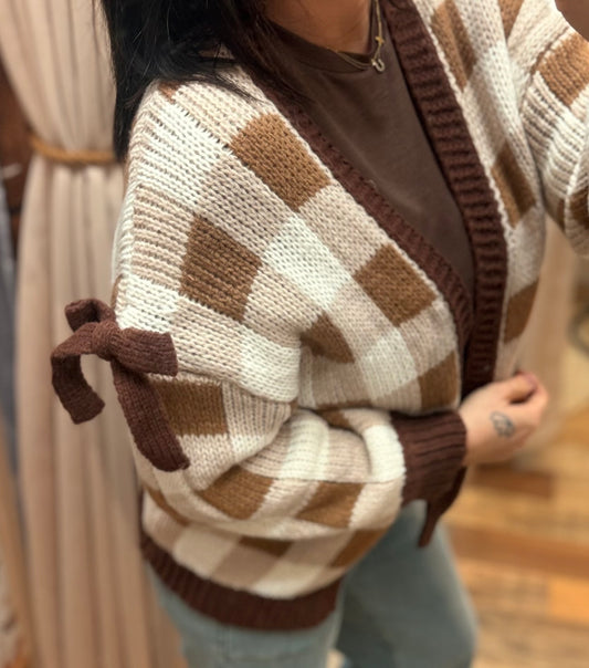 Cozy Check Knit Cardigan