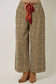 Velvet Bow Leopard Wide Leg Pants