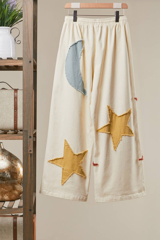 Sun & The Moon Star Patch Wide Pants