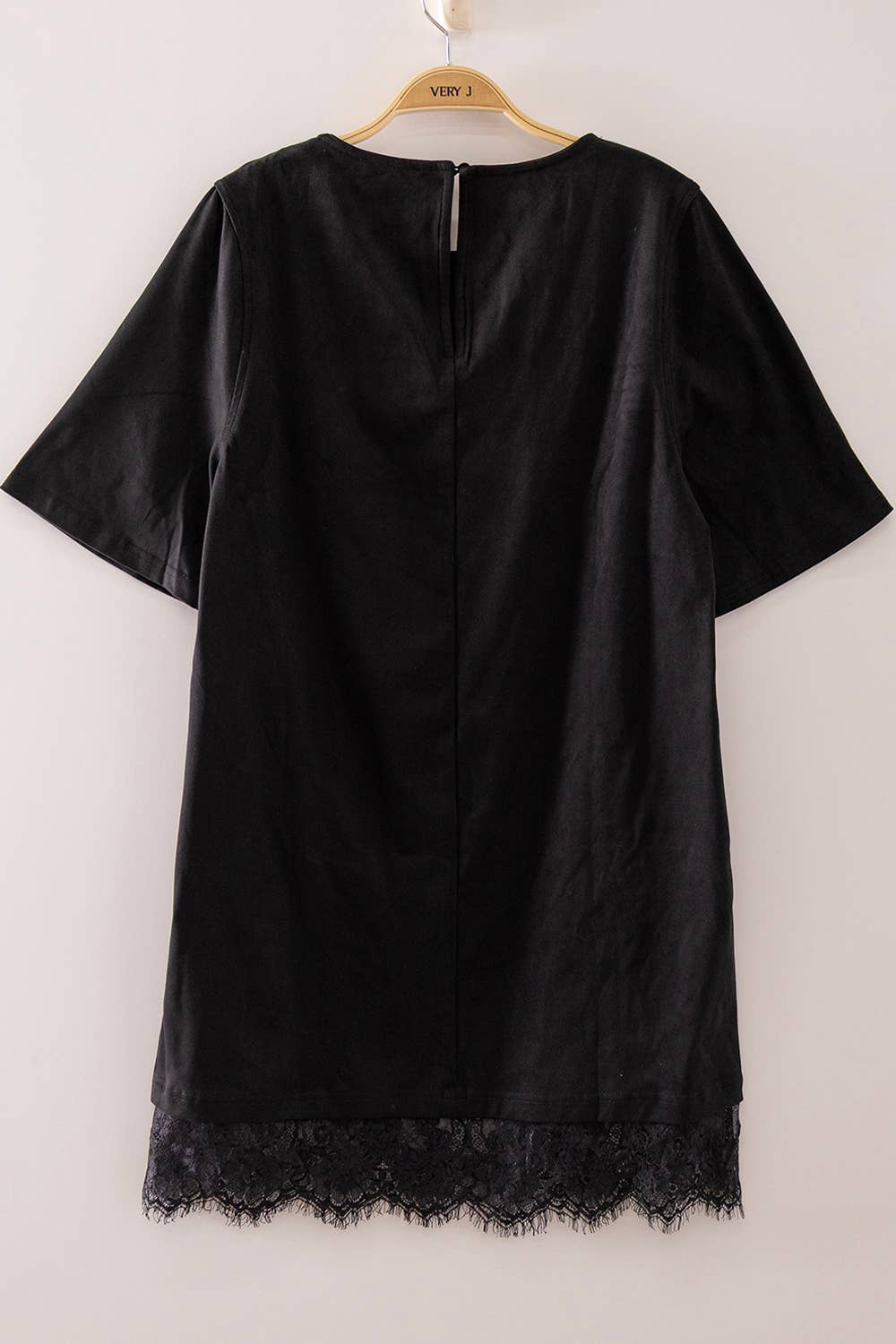Faux Suede Lace Hem Mini Dress