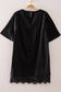 Faux Suede Lace Hem Mini Dress