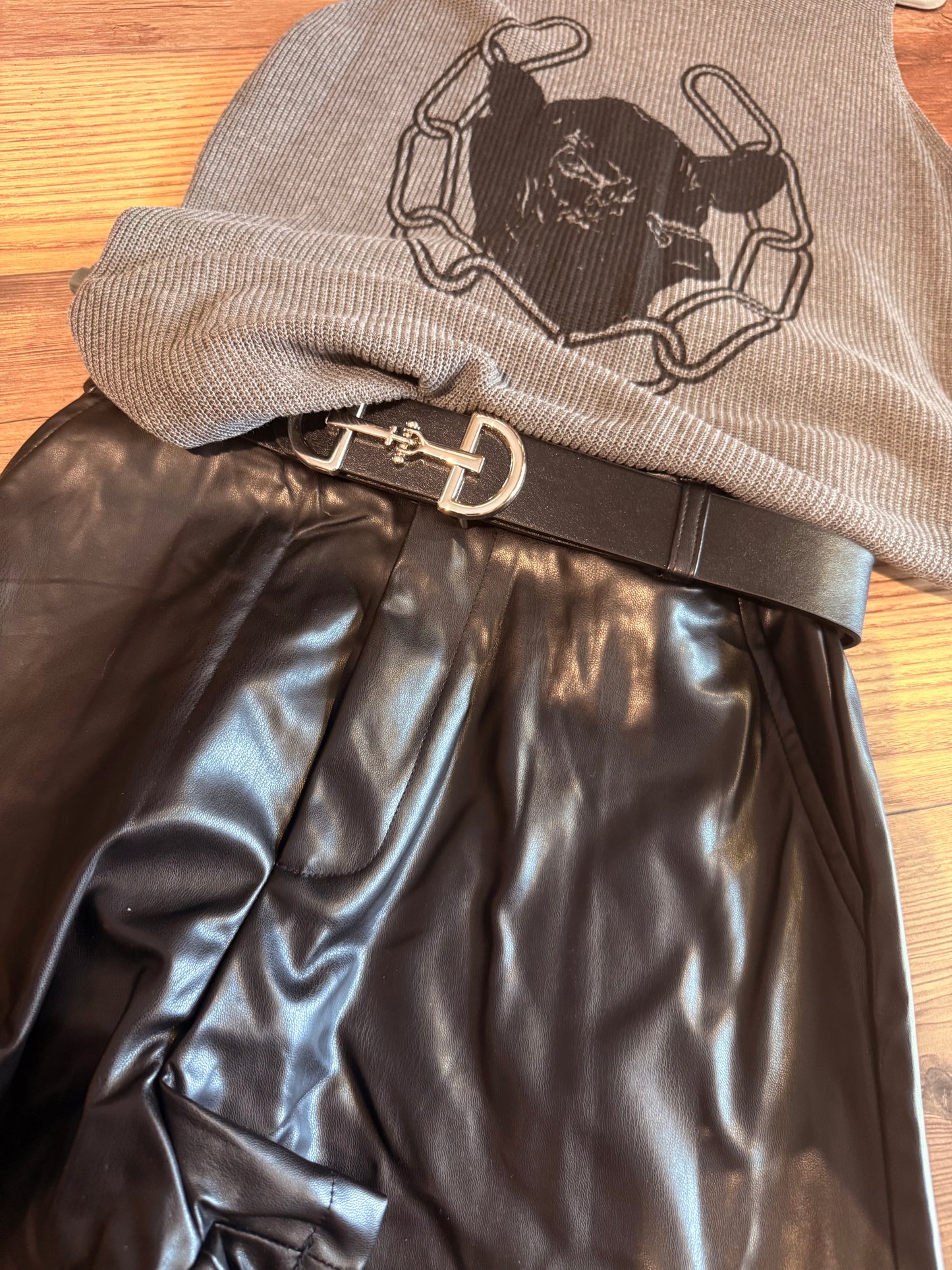 Bit Belt Faux Leather Short