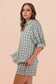 Checkered Shirt Top & Shorts Set