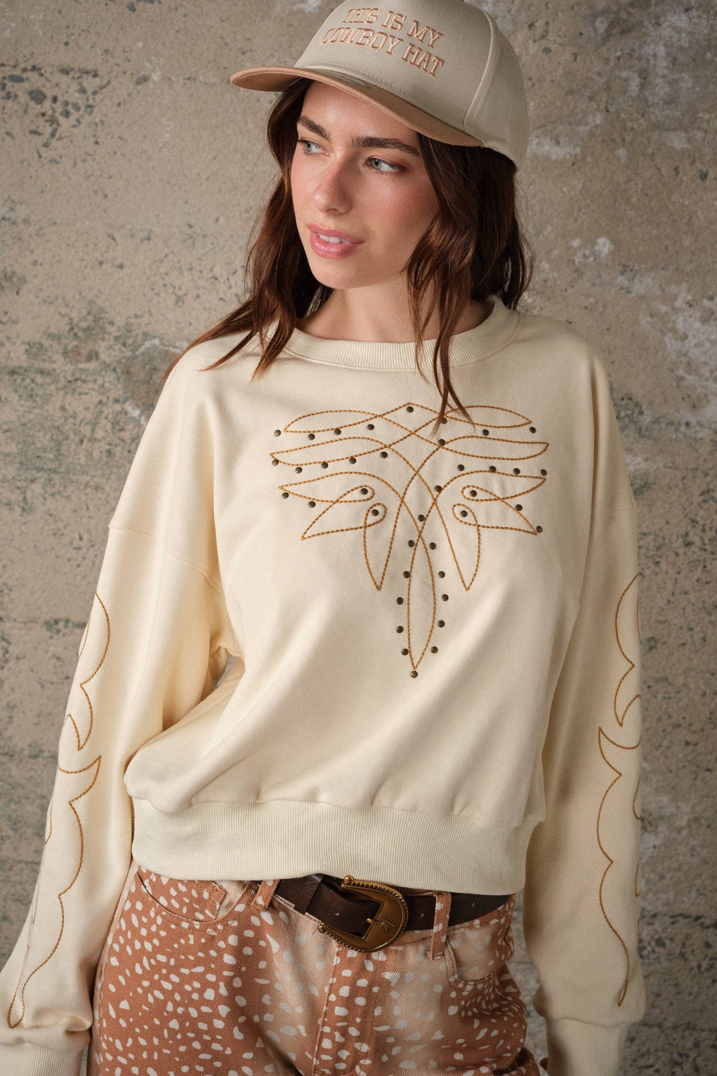 Boot Stitch Embroidered Sweatshirt