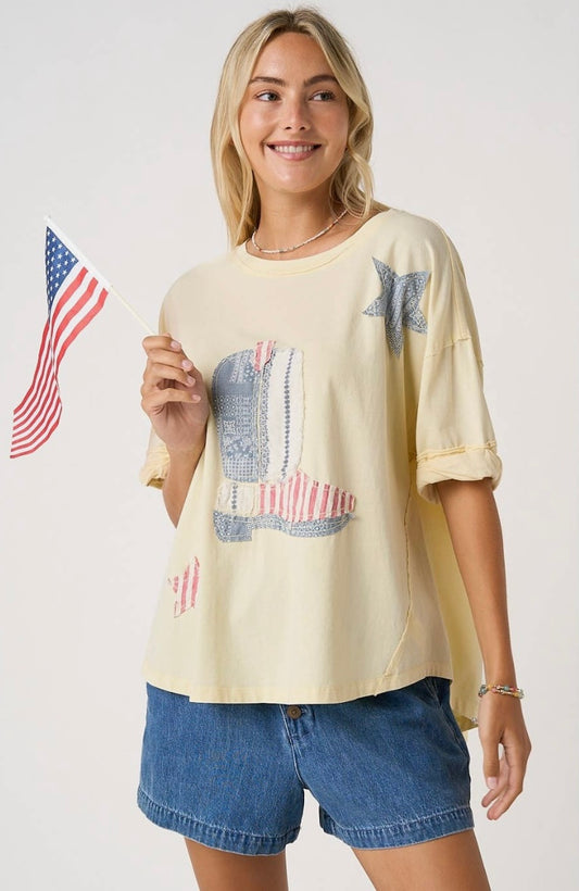 Patchwork American boot tee