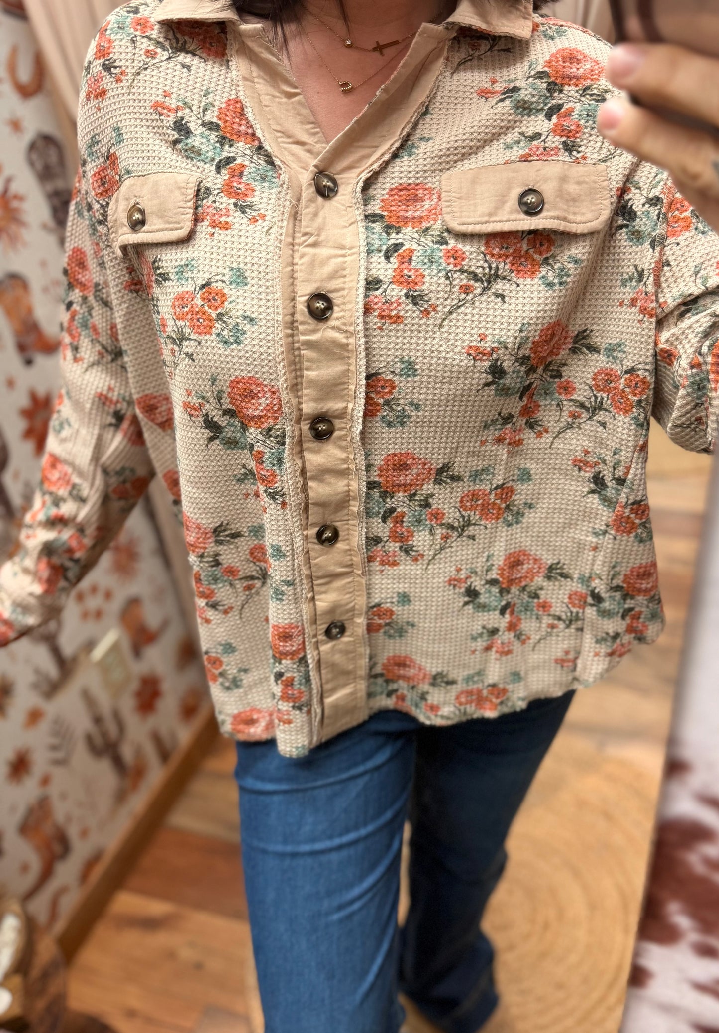 Floral Waffle Knit