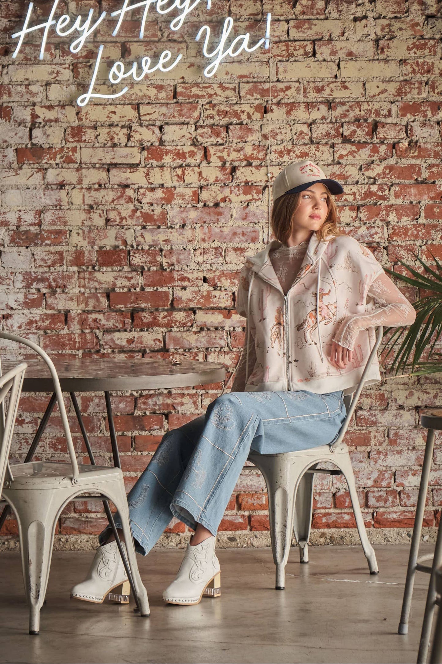 Sundown Cowgirl Terry Hoodie Vest