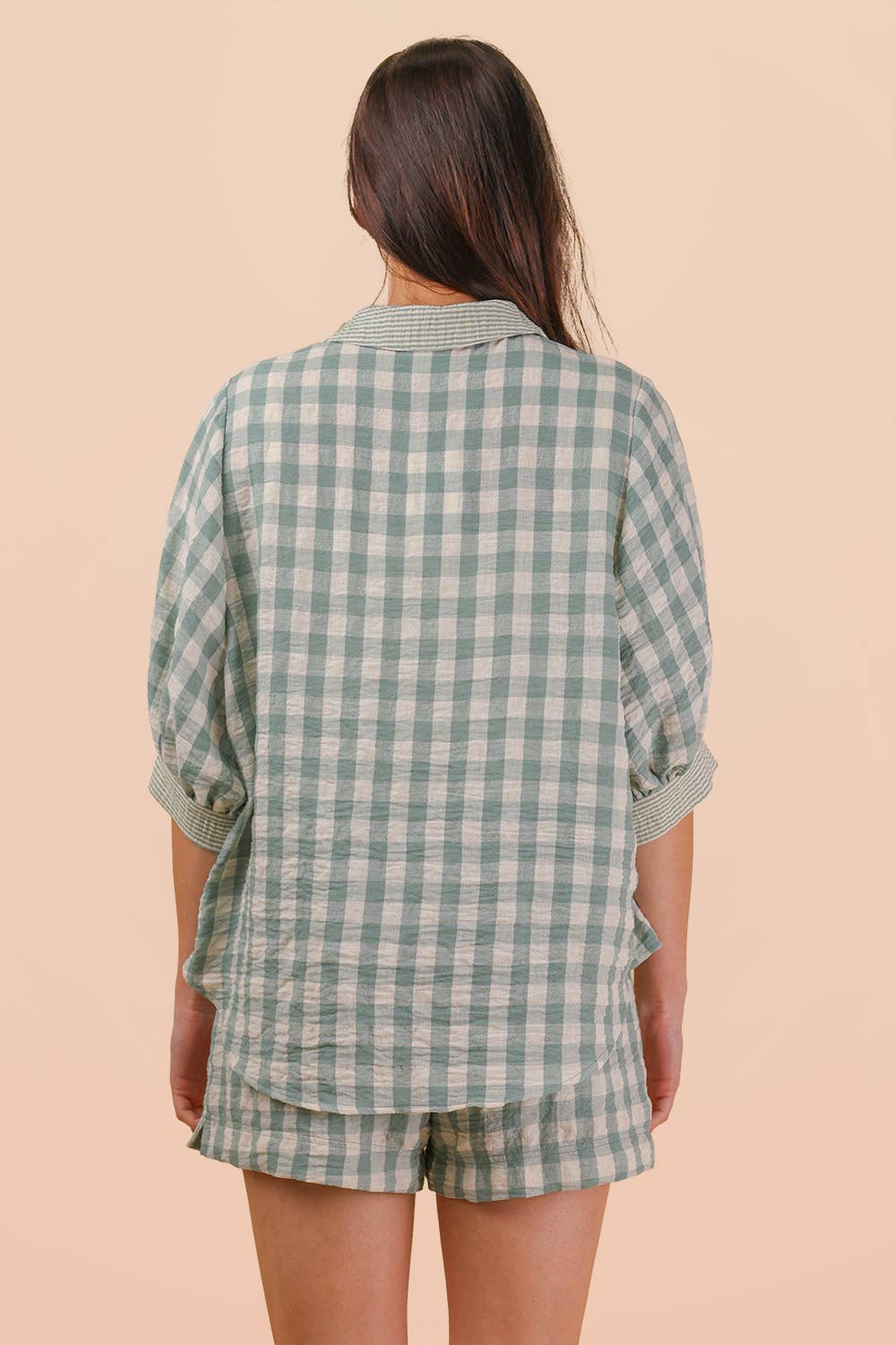 Checkered Shirt Top & Shorts Set
