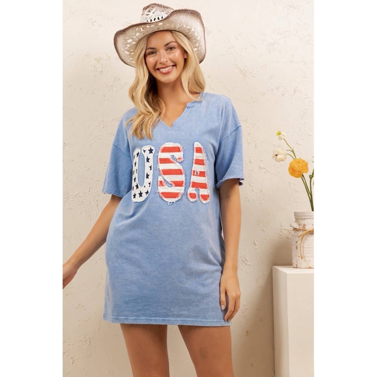 USA GRAPHIC PATCH DRESS